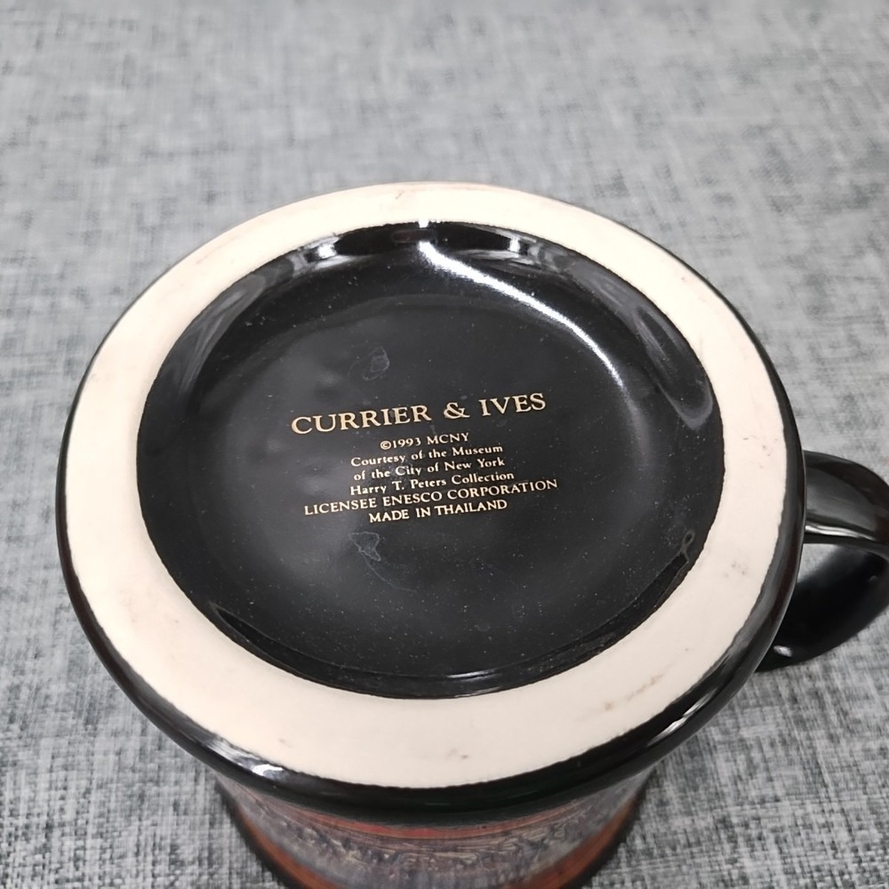 NOS VTG Set Of 2 Enesco Currier & Ives Firefighters Mug Museum Of New York City - Picture 5 of 13